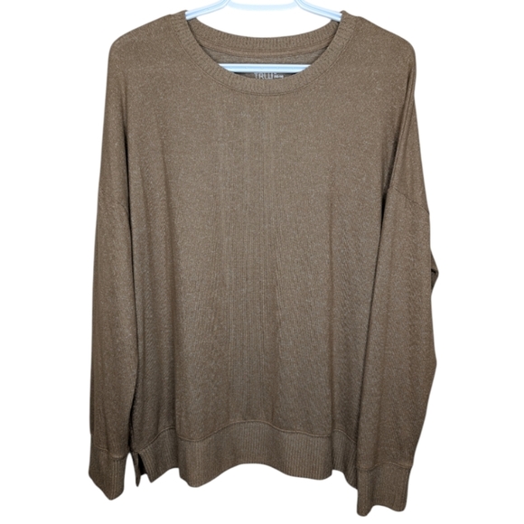 Time & Tru Neutral Brown Tan Knit Soft Sweater Womens L (12-14) - Picture 1 of 9